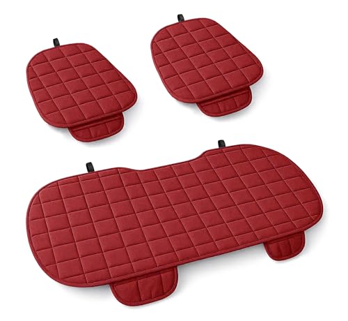 Auto Accessori Lupex Funda de asiento de 3 piezas universal para coche, protección de asiento, 2 delanteras y 1 trasera, protector de confort para el coche, cojín interior (rojo)