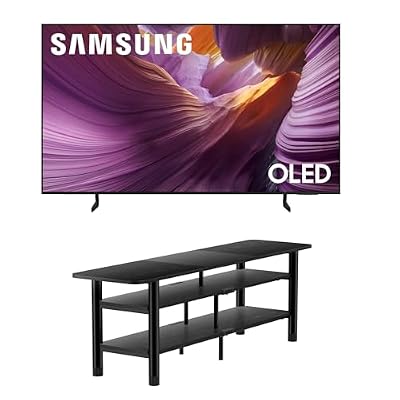 Samsung QN65S85FAFXZA 65" OLED HDR 4K Smart TV with an ErgoAV ERTFL1-01B 60" FlexFold Frame TV Stand with Shelves (2025)