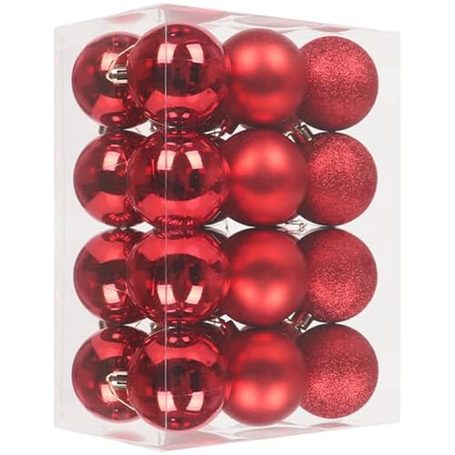 GESDYO 24tlg Christbaumkugeln Rot, 3 cm Weihnachtskugeln Kunststoff...