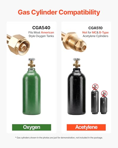 Image of VEVOR Oxygen Acetylene Torch Kit with Check Valves, Gas Welding Cutting Torch Kit, Heavy Duty Professional Oxy Acetylene Brazing Set with 15FT Twin-Hose, 2 Cutting Tips, Welding Tips & Gas Regulators