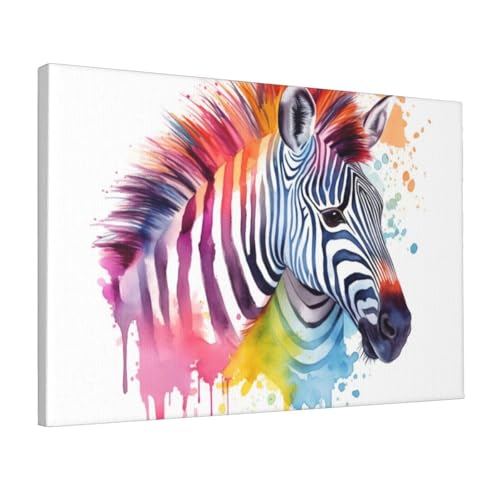 Toile zèbre coloré pour réveiller un mur blanc triste de salon ou chambre
