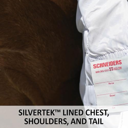 Schneiders Cooling Soft Interlock Mesh II Horse Fly Sheets | 300D Cooling Fabric | 80% UV Protection | SilverTek Lining | Reflective Stripes | Attached Neck Euro Surcingle | Color Silver | Size 68