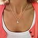 Initial Necklaces for Women Dainty Gold Letter Pendant Necklace 14k Gold Plated A-Z Name Necklaces Cute Charm Choker Necklace Fashion Accessories Non Tarnish Trendy Jewelry Gift (M, Silver)