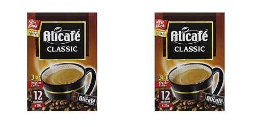 Image of Alicafe Classic 3-in-1 Instant Coffee 240 grams (12 Sachets, 20 grams Each) - Rich Aroma, Convenient Premix Blend, Medium Roast (Pack of 2)