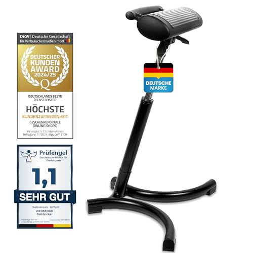 Werkfox® Stehhocker Ergonomischer Höhenverstellbarer Hocker; Stehhilfe Werkstatthocker Stehstuhl für Schreibtisch, Büro, Industrie