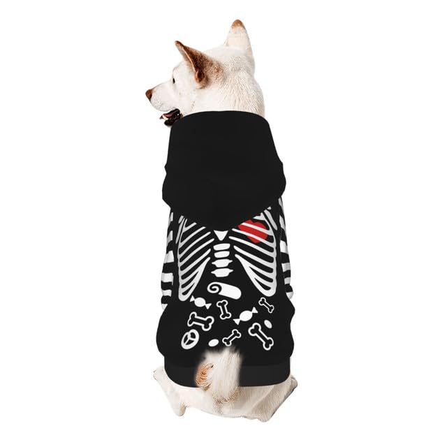 Skeleton Dog Hoodie Pet Clothes for Small Dog Cat Soft Scary Pet Apparel Halloween Supplies, HO1, Medium