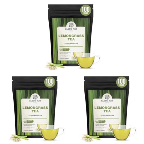 Image of Lemongrass 100g - 100 Cups Premium Lemon Grass Leaves Herbal Infusion Caffeine-Free | BOOST METABOLISM | Detox Tea - Flower Based - Herbal Tea No Added Preservatives (Pack of 3)