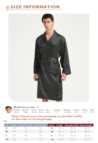 Image of Men's 100% Mulberry Silk Long Robe Kimono Paisley Print Bath Robe, Heavy Silk 19 Momme Dressing Gown
