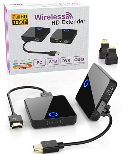 Anrewa Wireless HDMI Transmitter and Receiver, Portable, 1080P 60HZ, 98FT, 2.4/5GHZ Dual Band WiFi, 80Mbps, 1 Tx to 4 Rxs, Anrewa 810