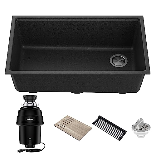 Kraus-KGUW2-33MB-100-100-Bellucci-Workstation-32-in-Undermount-Granite-Composite-Single-Bowl-Kitchen-Sink-in-Metallic-Black-with-WasteGuard-1-HP-Continuous-Feed-Garbage-Disposal-and-Accessories Kraus KGUW2 33MB 100 100 Bellucci Workstation 32 in Undermount Granite Composite Single Bowl Kitchen Sink in Metallic Black with WasteGuard 1 HP Continuous Feed Garbage Disposal and Accessories