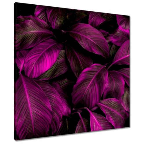 Peinture imprimée sur toile design de feuilles fuchsia de qualité supérieure 60x60