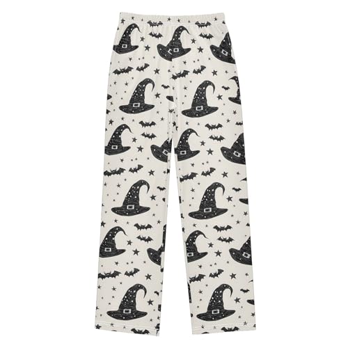 Pajama Pants Halloween Witch Hats Bats PJ Bottoms Sleepwear Lounge Sleep Pant with Pockets