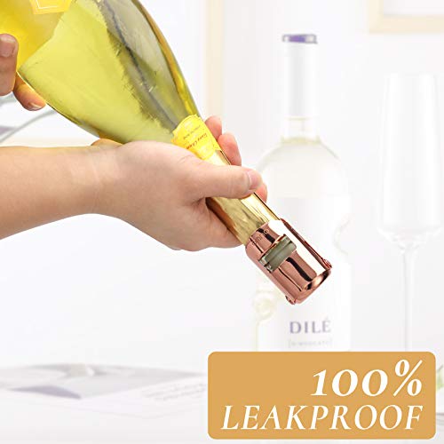 Stainless Steel Champagne/Sparkling Wine stopper by OUWO, Superior Leak-Proof Bubble Retaining Ability, No Spill. Designed for Champagne, Rose or Other Types of Sparkling Wine (2 Pack of Rose Gold)