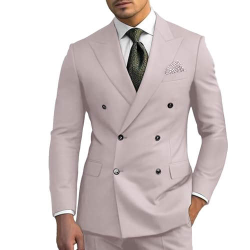 Men Suits Double Breasted Slim Fit Blazer Jackets Pants Business Party 2Pieces Formal Prom Groom Wedding Tuxedos2