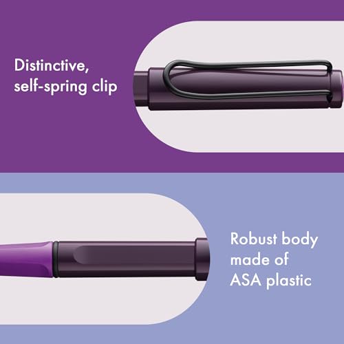 Image of Lamy safari violet blackberry - Rollerball Pen with ergonomic grip & line width M - for pleasant long writing - made of robust ASA plastic - including rollerball refill M 63 in black