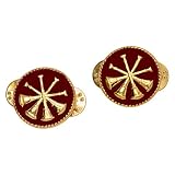 Smith & Warren Red Four Crossed Deputy Fire Chief Bugles On Round Disc Collar Insignia Gold Finish Fire Uniform Pin