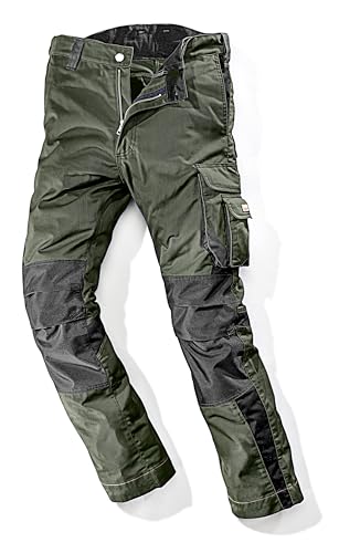 Willax Bullstar WORXTAR 1041-0-301-54 Work Trousers (Colour Olive/Black, Size 54, with Elasticated Waistband, Reinforced Knee Area, Modern Workwear)