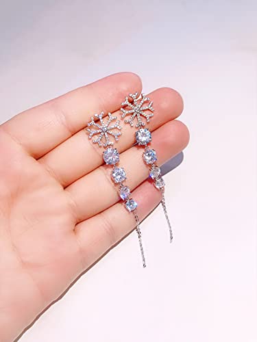 Crystal Danglers Earrings for Silver Long Chain Dangler