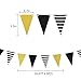 3 Pancartas de Triángulo Negro Dorado Bandera Triangular de Empavesado Banner de...