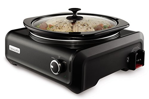 Crock-Pot SCCPMD5-CH Hook Up Round Connectable Entertaining Slow Cooker System, 5-Quart, Metallic Charcoal