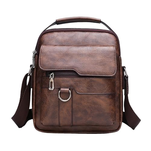 de mensajero pequeña para hombres, de mensajero de hombro para hombres - Botines ajustables de cuero PU Sling - Mochila de día ligera de gran capacidad para trabajo casual