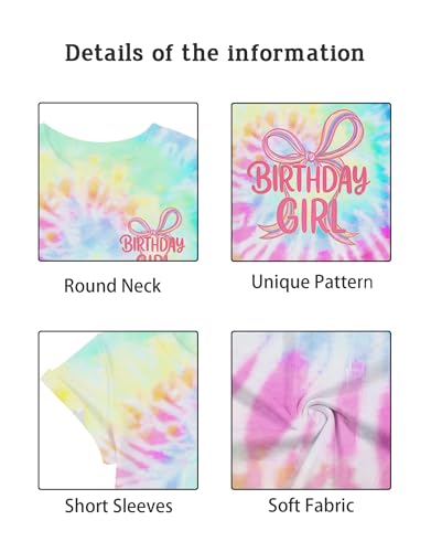 Image of YHHR Birthday Girl Shirt Tie Dye Girls Birthday Shirts 7-14 Year Kids Tops