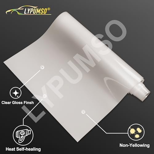 Image of Lypumso Clear Vinyl Wrap, Transparent Protective Self Adhesive Car Wrap Film Vinyl Without Bubble Clear Gloss Paint for DIY Car Moto Interior Exterior (TPU Clear, 1ft x 5ft)