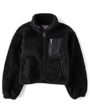 The Children's Place,Girls,Long Sleeve Sherpa Fleece Full Zip Jacket,Black,XX-Large
