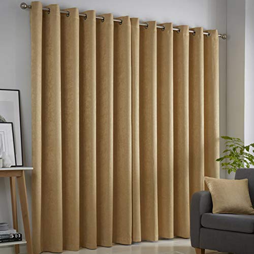 Fusion Strata Woven Eyelet Lined Curtains, Ochre, 46 x 72 Inch, W 46.1" x L 72" (1 Panels) - Image 2