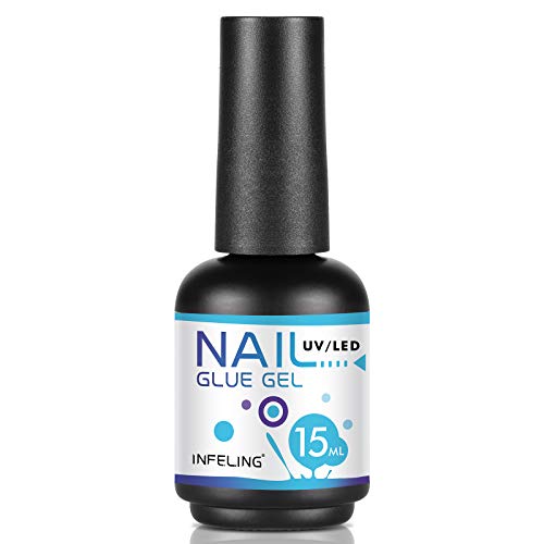 Nail Glue for Acrylic Nails - 3 in 1 Gel Glue for Nails (Curing Needed), INFELING Multifunctional Gel Nail Glue for Press on Nails 15ML,Glue Gel for Nails,Base Coat,Slip Solution