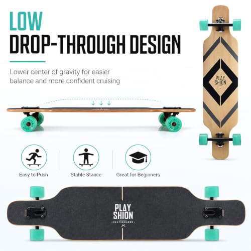 Image of Playshion 39 Inch Drop Through Longboard Skateboard for Beginners