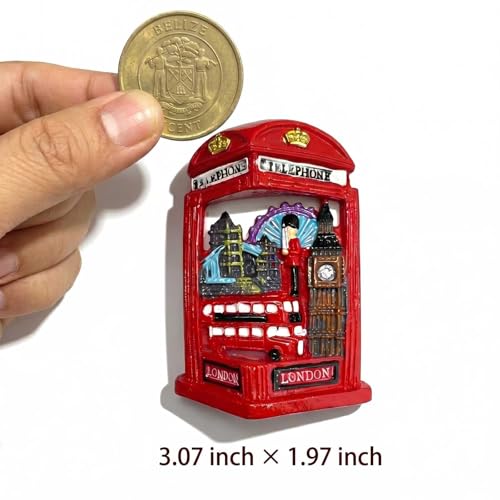 Imán de Resina 3D Cabina Telefónica Roja de Londres miniatura 2