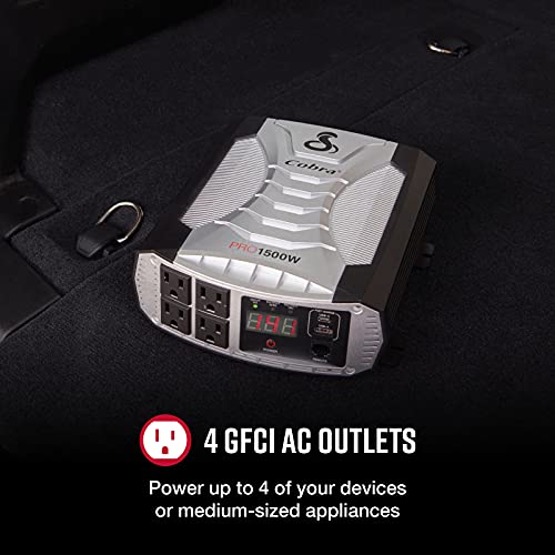 Cobra Pro 1500W Professional Grade Power Inverter, Portable – 1500-Watt Car Charger, 4 Grounded Ac Outlets, 2 Fast Charge Usb Ports And Remote Controller (Cpialcdg1) Compatible #TOP3