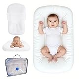 Baby Lounger for Infants Babies 0-24 Months, Bionic Organic Lounger, Soft Cotton Breathable Infant Floor Seats & Loungers for Newborn Baby Shower Gifts (White)
