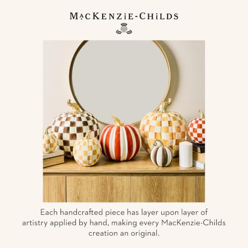 Image of MACKENZIE-CHILDS Resin Pumpkin, Small, Dark-Brown-and-White Chocolate Check