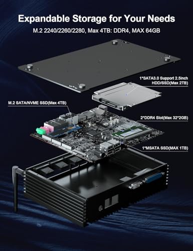 Image of HYSTOU Fanless Mini PC Windows 11 Pro I7 8550U (Up to 4GHz) 16GB RAM DDR4 512GB SSD Desktop, 4K Triple Display, Linux Dual Nic, Vesa Mount, Wake on LAN, 6RS232 Com, LPT