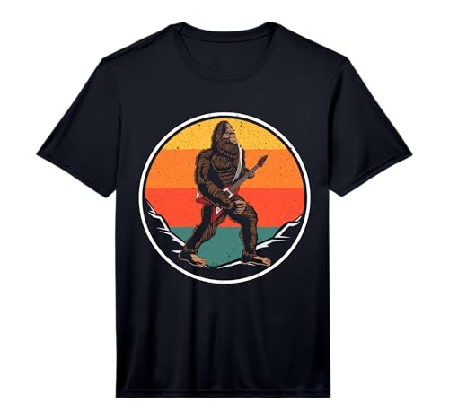 Mens Guitar Player Guitarist Bigfoot Believer Yeti Musician Performance T-Shirt