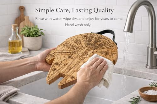 Tabla de cortar de madera con diseño Millenium Falcon miniatura 3