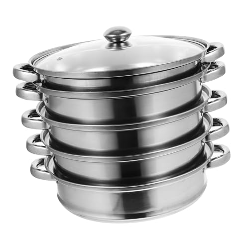 TOYANDONA Stainless Steel Steamer Pot Deep Multi-function Stockpot for Efficient Steaming Boiling and Simmering Space-saving Kitchen Accessory for Healthy Cooking