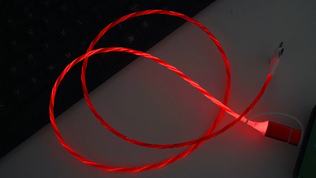 Image of 6-in-1 LED Red Flowing Light Fast Charging Cable 1m, Soft PVC USB Cable with Super Fast Charging, High-Speed Data Sync & Energy-Saving Light Effect, Compatible with Nearly All Devices.