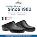 CALZURO Classic Work Clogs Without Holes - Unisex Nursing Clogs - Non Slip Shoes - Autoclavable Rubber Kitchen Shoes for Women and Men - Black