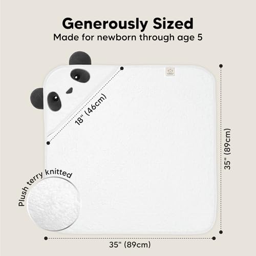 Image of KeaBabies Hooded Baby Towel for Newborn, Baby Bath Towels (Panda, Regular) | Viscose Derived from Bamboo, Large Baby Towels with Hood, Boys, Girls, Toddler, Soft Absorbent Baby Bath Essentials
