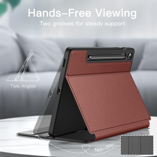 Image of JETech Cover Case for Samsung Galaxy Tab S10 Lite / S10 FE / S9 FE 10.9-Inch with S Pen Holder, Slim Folio Stand Protective Tablet Cover, Multi-Angle Viewing (Wine)