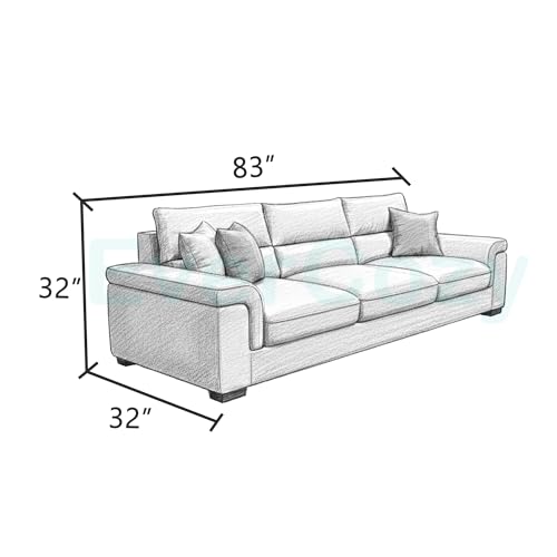 Image of Italino 3 Seater Luxurious Fabric Sofa Set (Dark Grey) | 3 Person Wooden Sofa Couch for Living Room Bedroom Home Hall Furniture