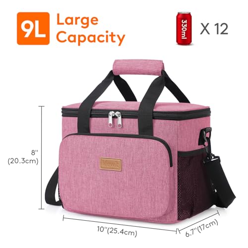 Image of Lifewit Medium Lunch Bag, Insulated Lunch Box, Soft Cooler Cooling Tote for Adult Men Women, Pink 12-Can (9L)