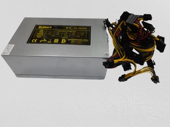 ZUMAX 2600W ATX NonModular Mining PC Power Supply Supports 8 Graphics Card 180-270V Power Supply BTC Rig Gaming Mining Support Machine