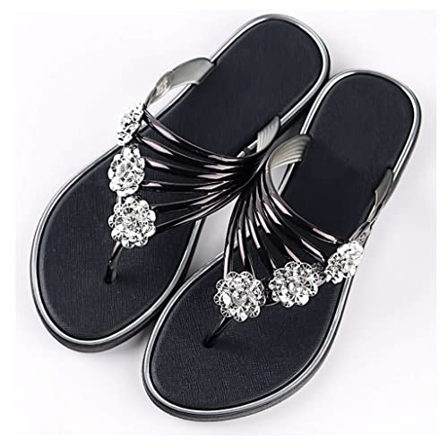 Sandales plates pour femmes, tongs d'été en strass or idéales pour la plage et vos balades en ville