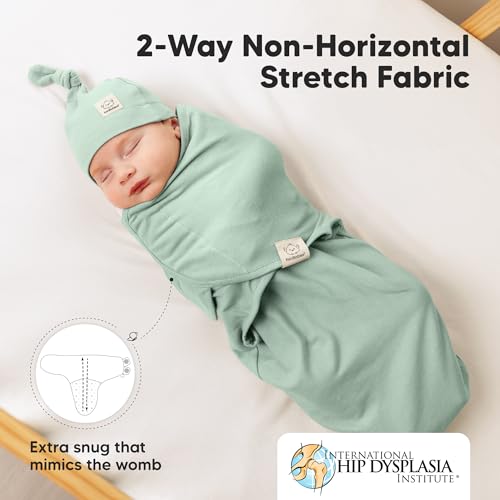 Image of KeaBabies 3-Pack Organic Swaddles for Newborns Girls, Boys with Hats - Soft Cotton Baby Sleep Sacks 0-3 Months, Breathable Baby Hats and Swaddles 0-3 Months, Newborn Essentials Must Haves (Sage)