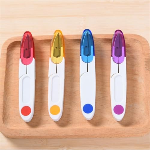 Image of Prabhas Designs U-Shaped Portable Plastic Small Yarn Scissors with Transparent Cover, Thread Cutter for Embroidery, Fabric, Paper, Quilting, Scrapbooking, Dressmaking, Handwork (2)