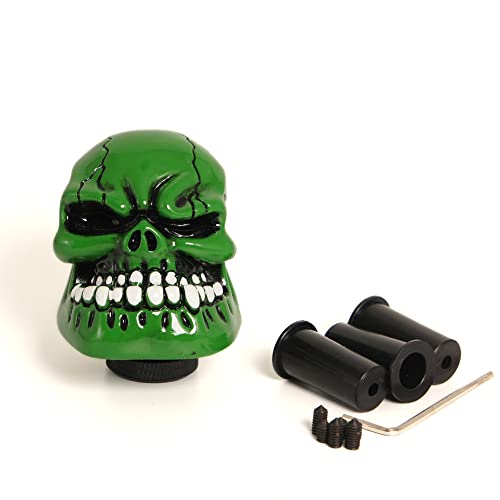 Erosto Skull Style Shift Knob,Manual Gear Shift Knob Shifter With 3 Adapters Universal Fit For Manual Car (Green) #TOP1